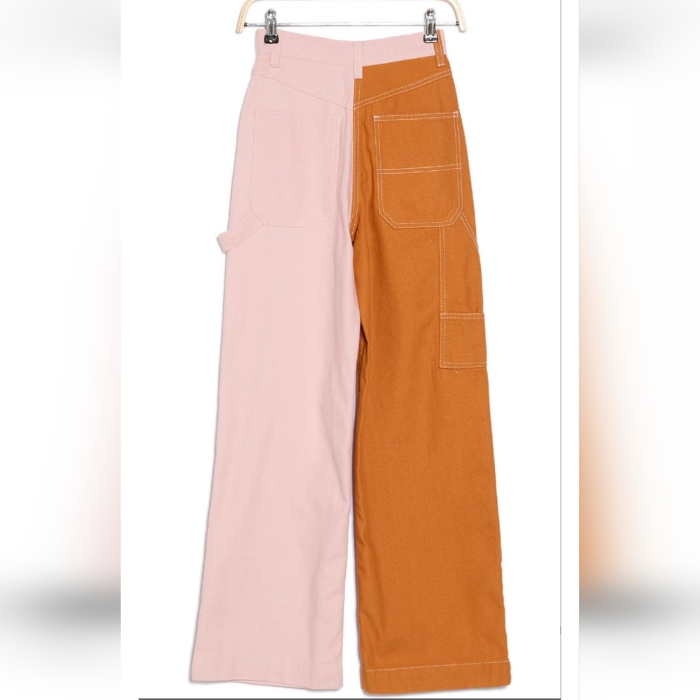 Topshop Color Block High Waist Straight Leg 100% Cotton Zip Fly Jeans 4 - Picture 6 of 6